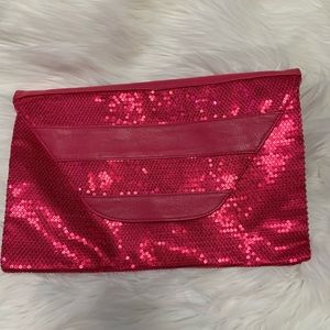 Steve Madden pink sequin clutch